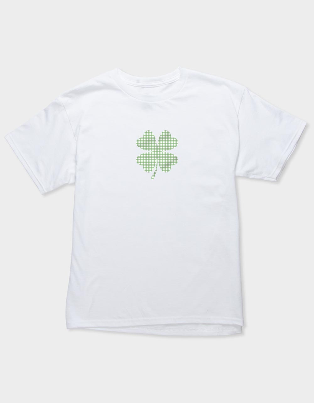 CLOVER Gingham Unisex Kids Tee - WHITE