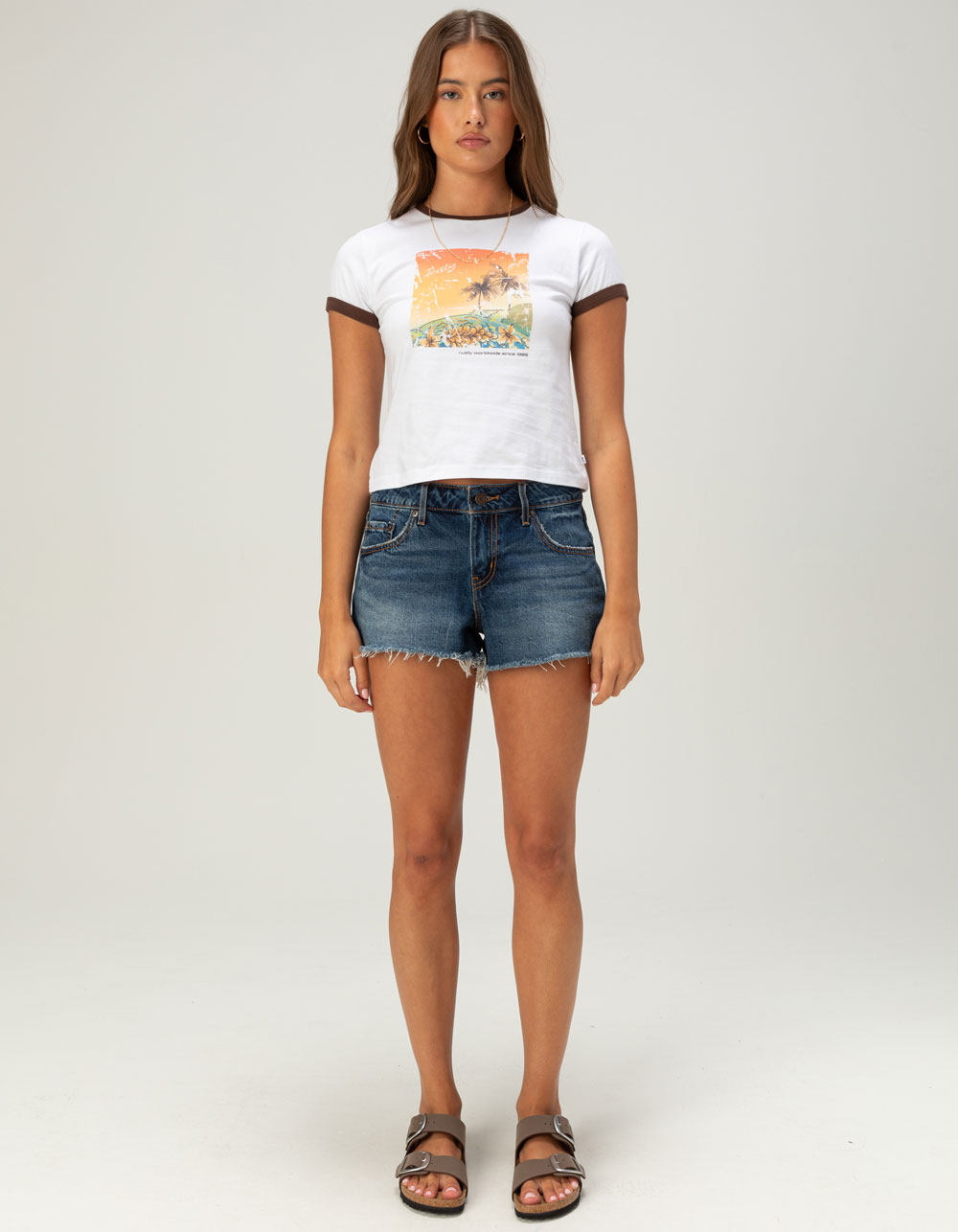 RUSTY La Cabana Womens Ringer Tee - WHITE