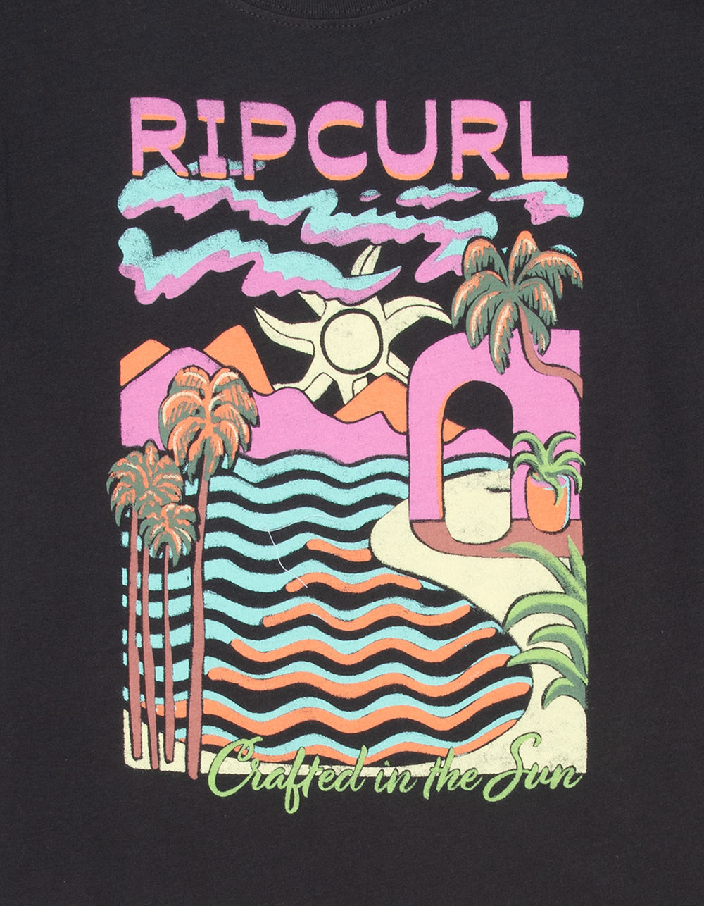 RIP CURL Half Moon Bay Girls Tee - WASHED BLACK