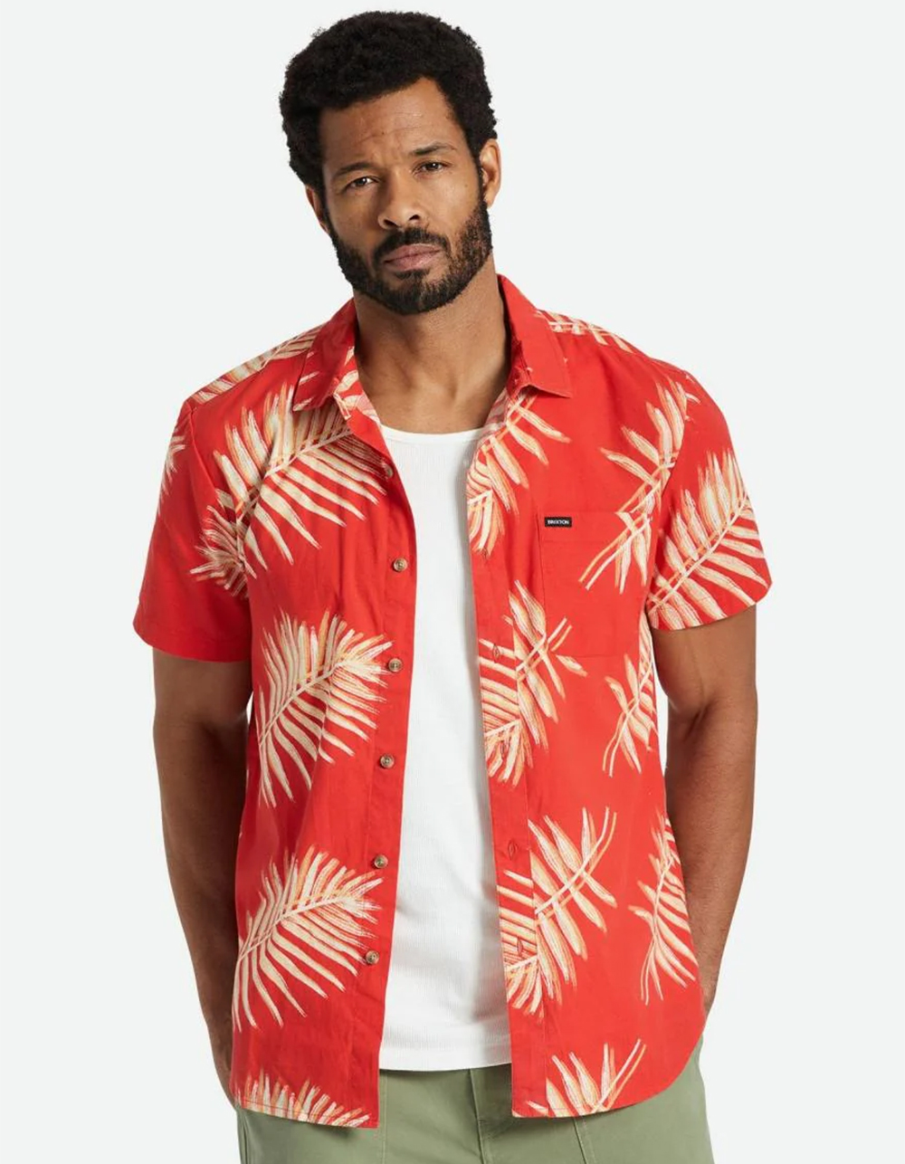 BRIXTON Charter Print Mens Button Up Shirt RED Tillys