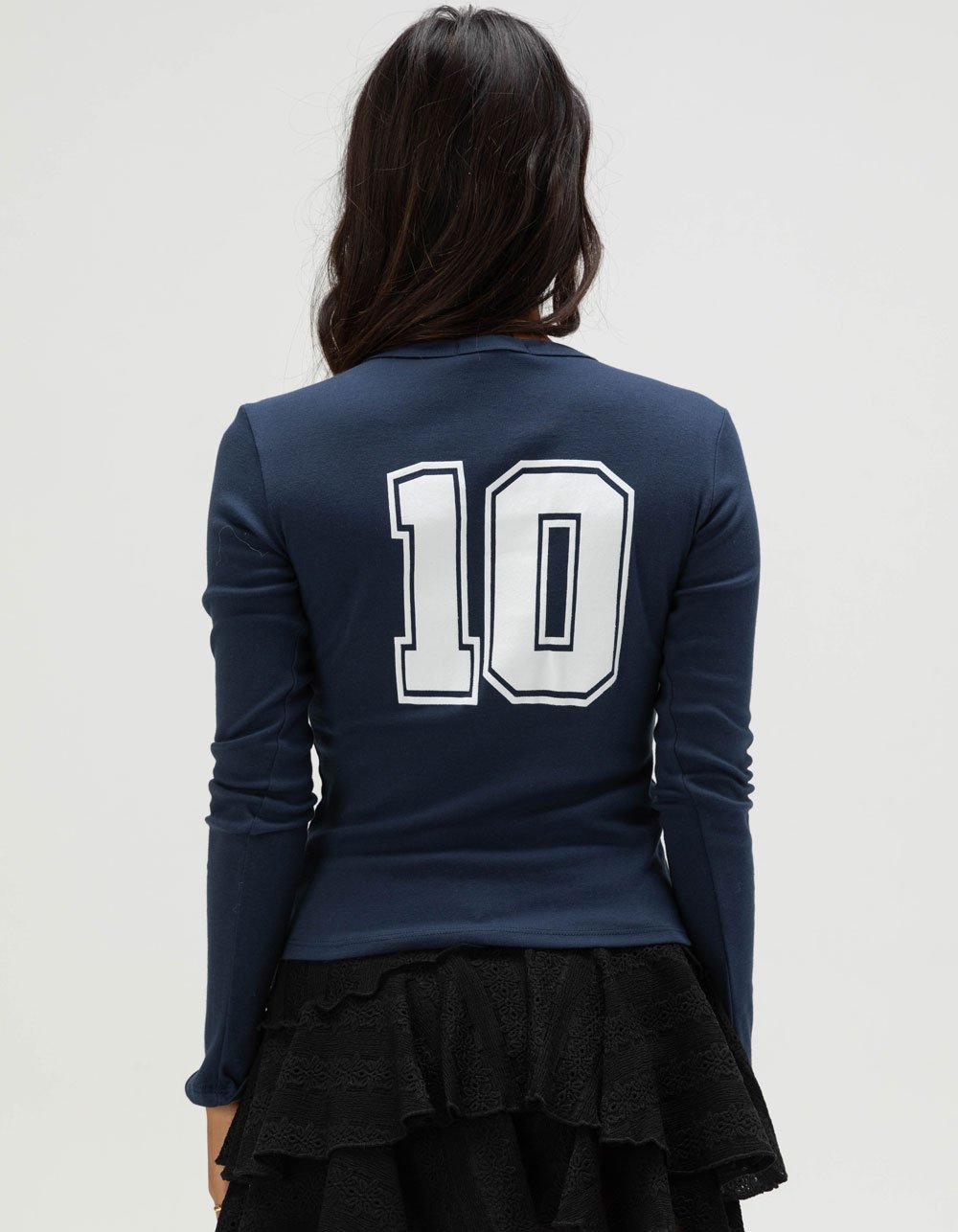 RSQ Womens 10 Long Sleeve Baby Tee - NAVY