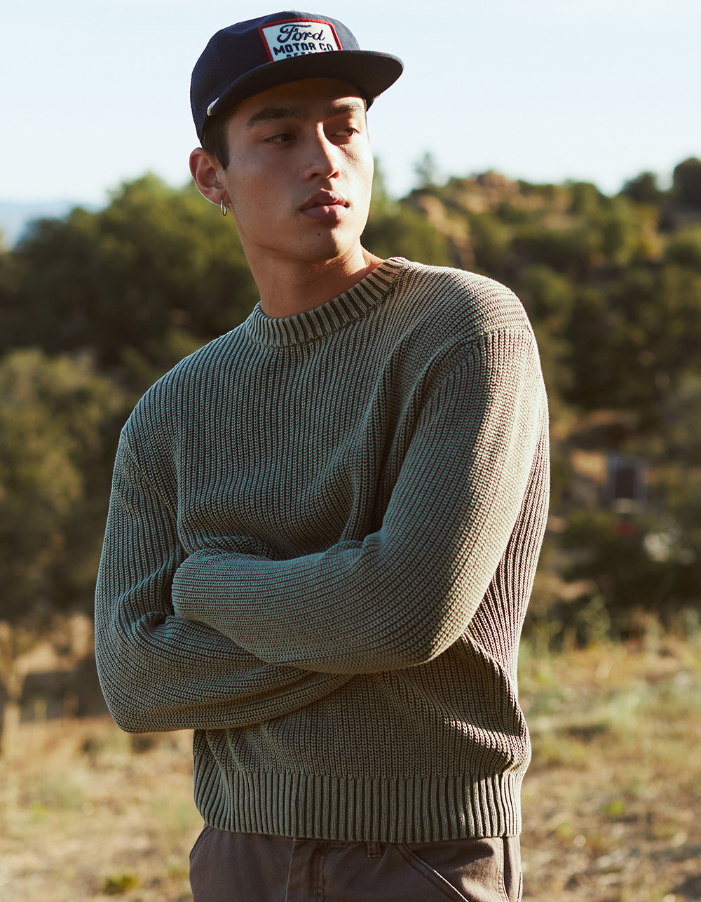 RSQ Mens Washed Sweater - OLIVE | Tillys