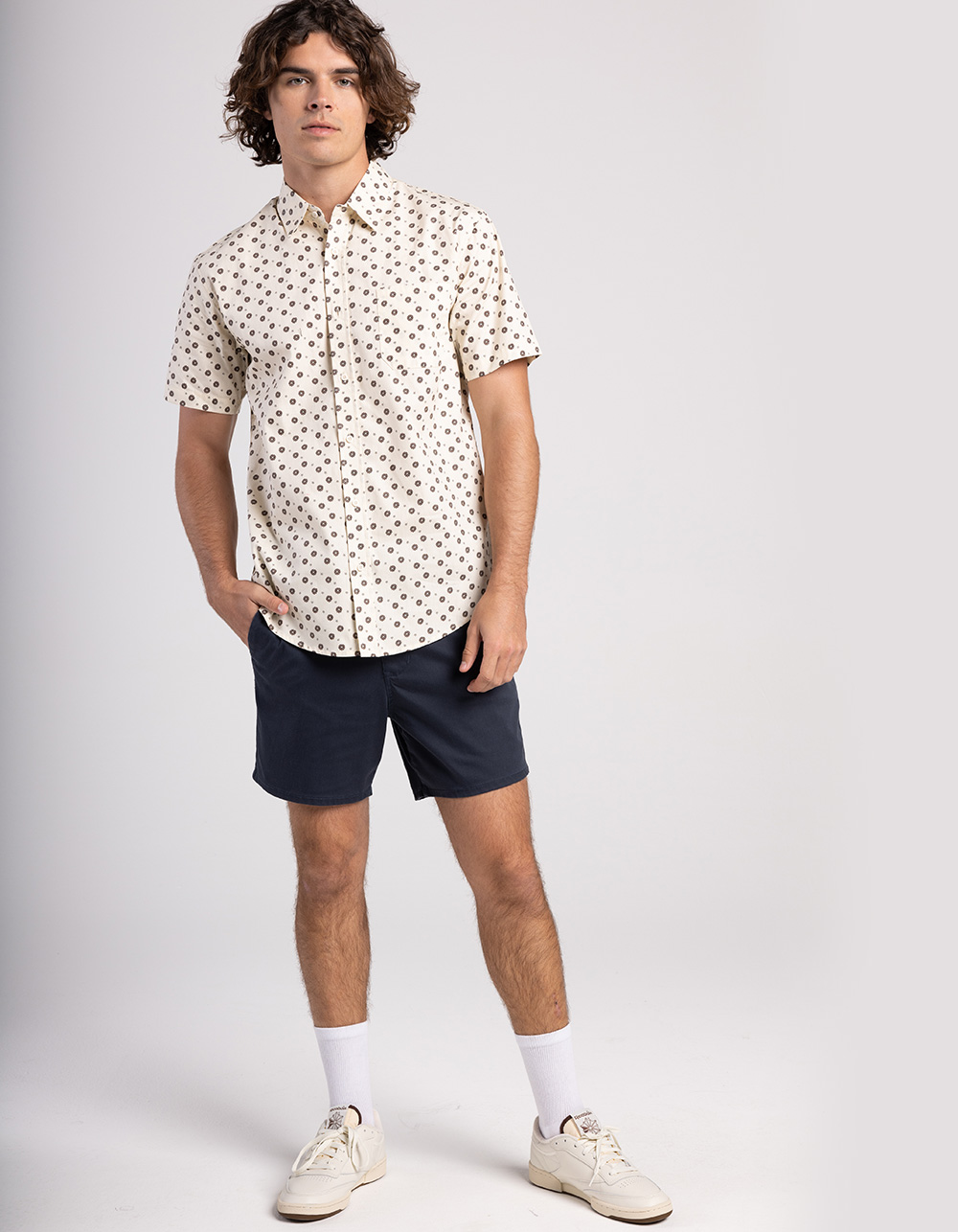 RSQ Mens Floral Button Up Shirt - OFF WHITE | Tillys