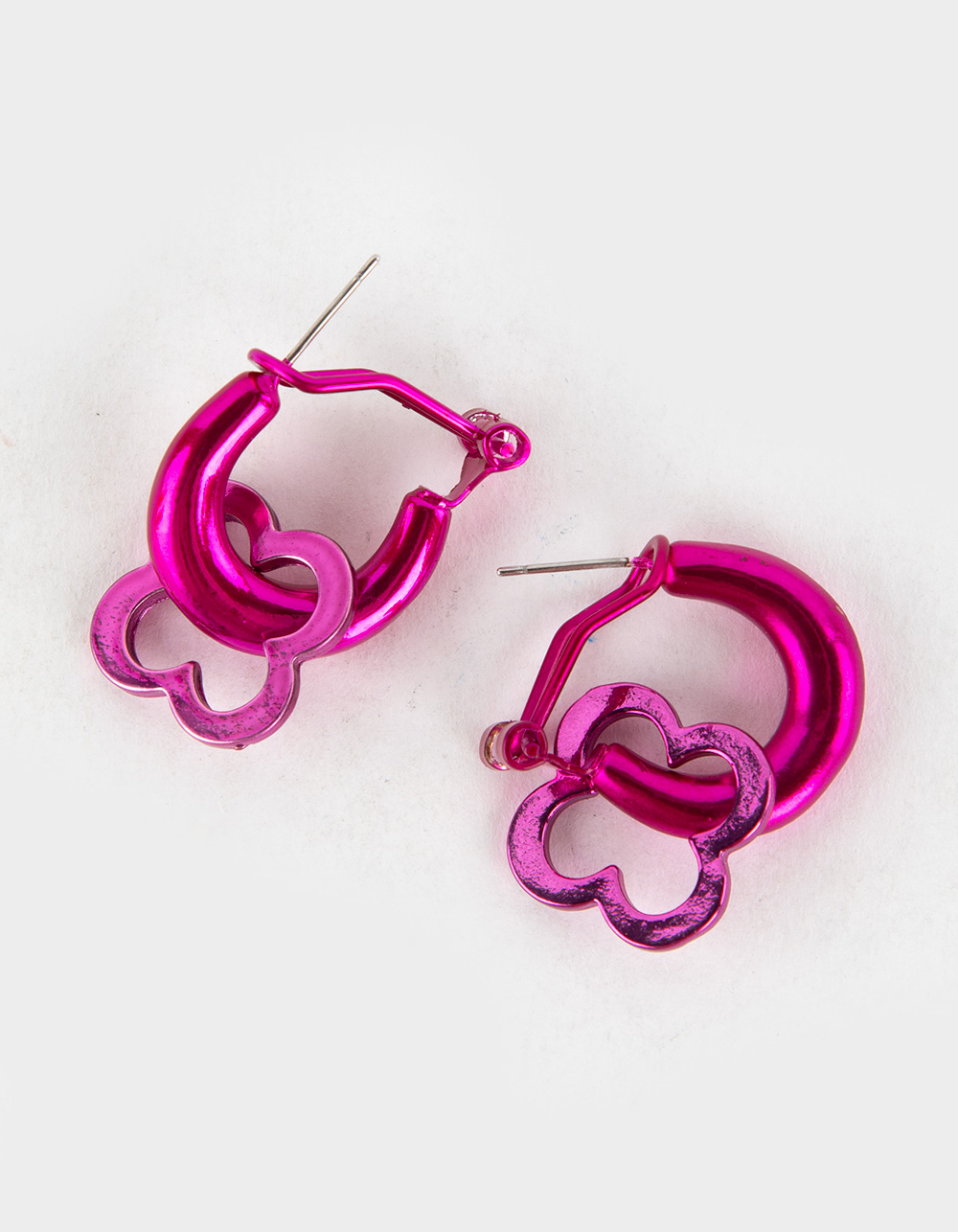 FULL TILT Flower In Hoop Earrings PINK Tillys