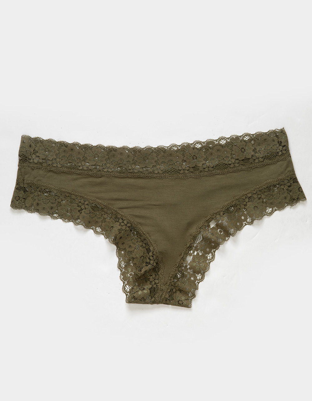 LOVE LIBBY Lace Trim Cheeky Panties - OLIVE