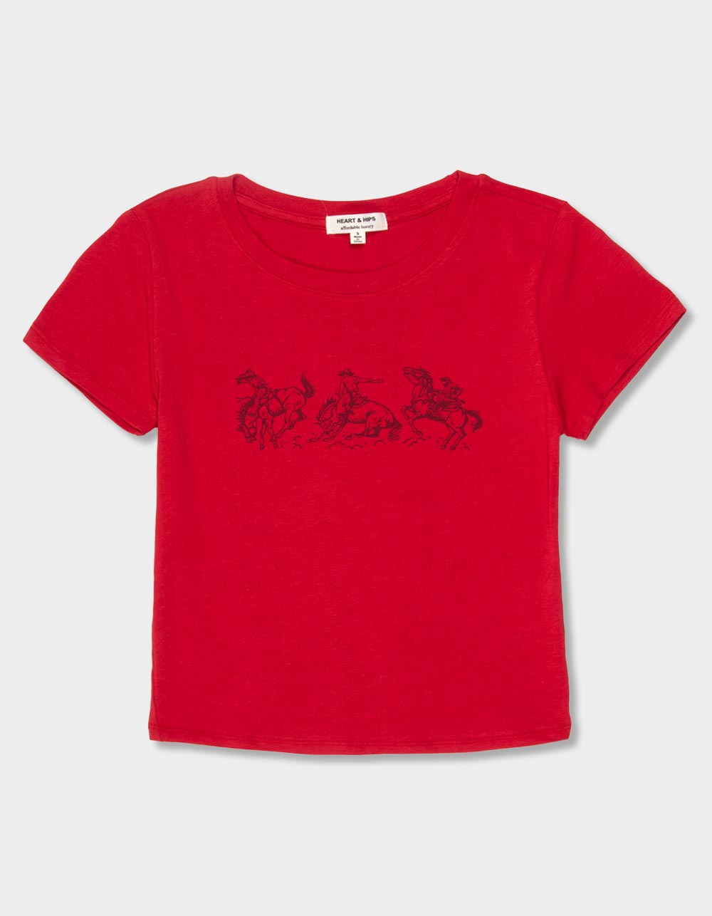 WESTERN Horse Trio Womens Baby Tee - RED