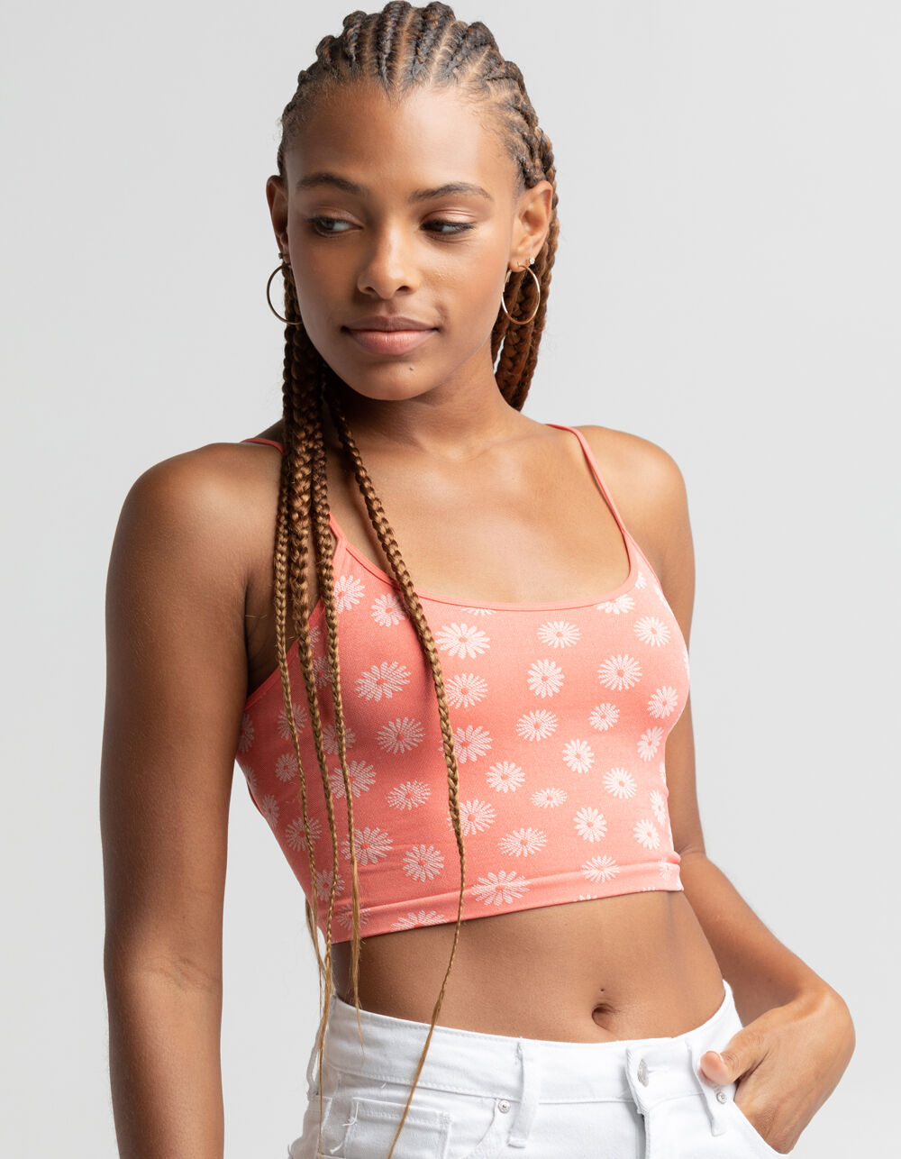 SKY AND SPARROW Womens Low Back Daisy Strappy Bralette - DARK CORAL