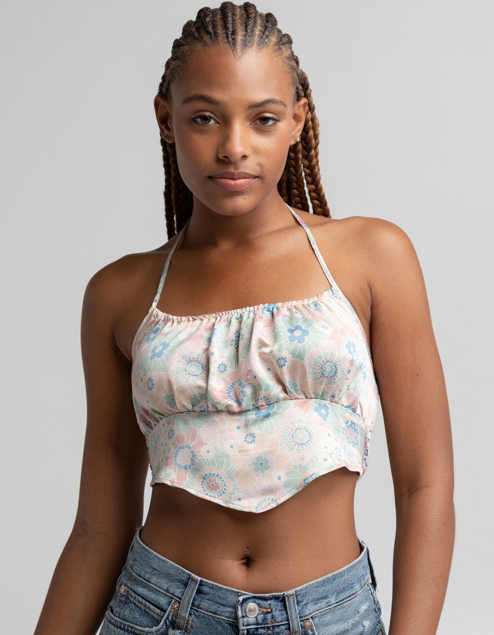 cropped satin cami