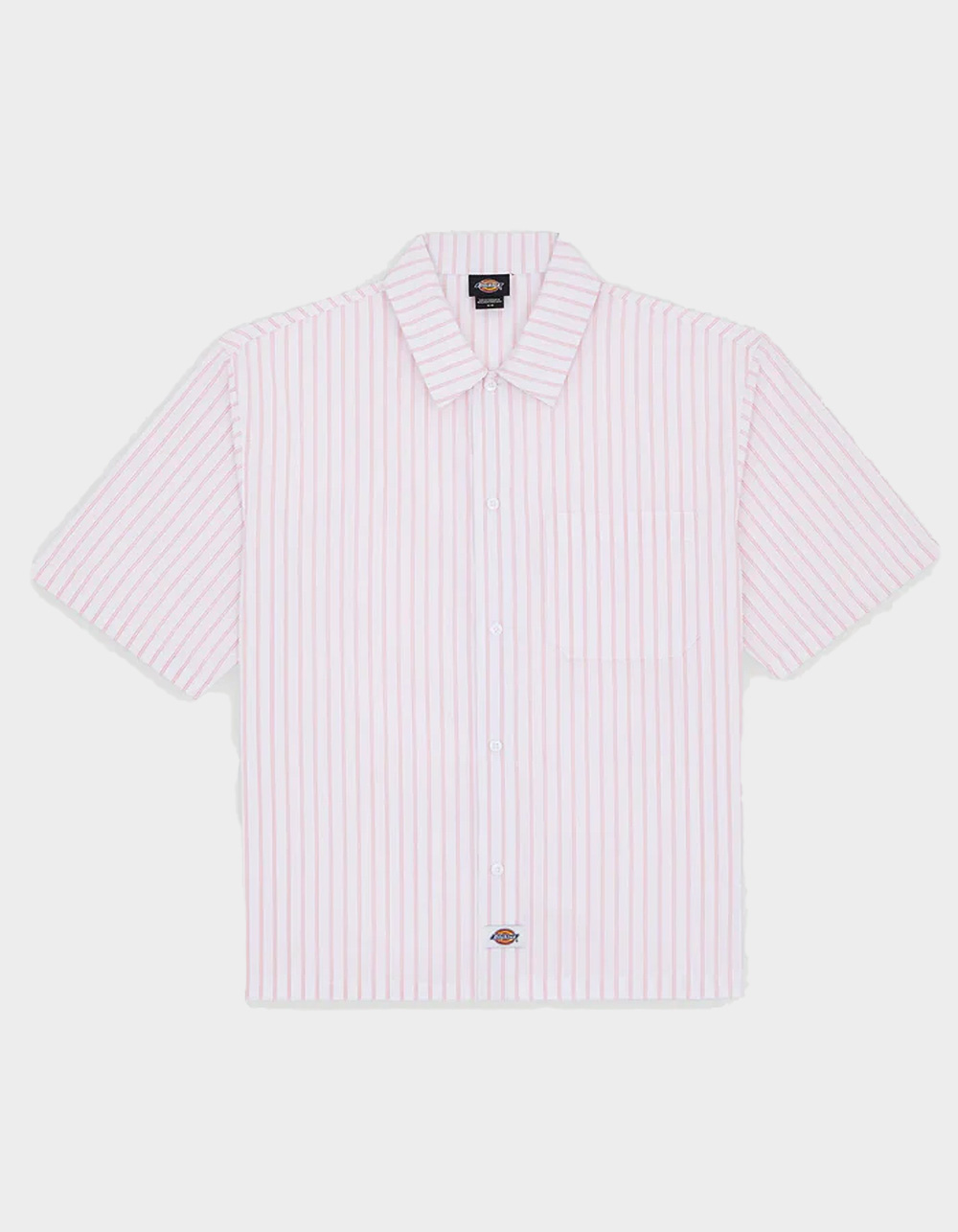 DICKIES Venedocia Striped Mens Button Up Shirt - WHITE