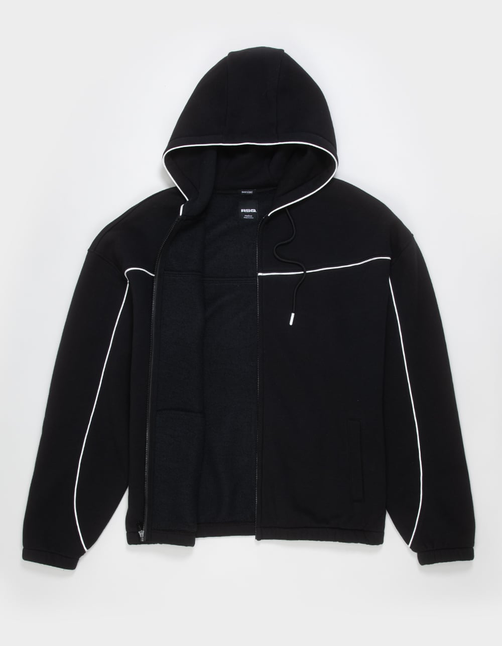 RSQ Mens Zip-Up Track Hoodie - BLACK