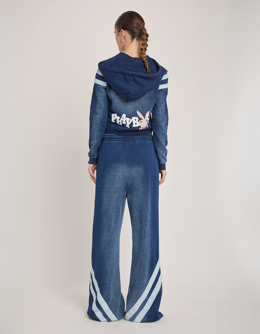 PLAYBOY Varsity Stripe Wide Leg Womens Pants - BLUE