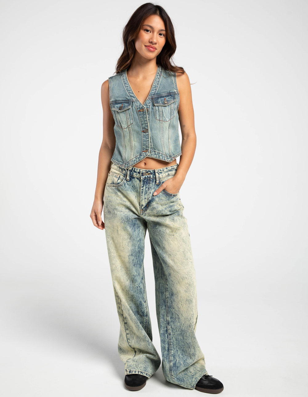 GUESS ORIGINALS Vintage Womens Denim Vest - MEDIUM VINTAGE