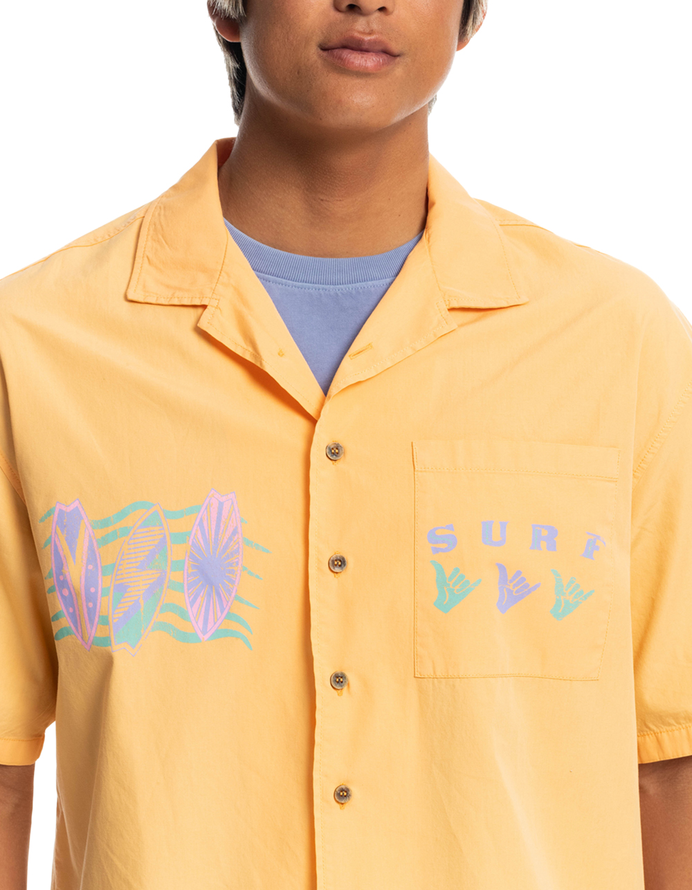 QUIKSILVER x Stranger Things The Mike Tourist Mens Button Up Shirt - ORANGE
