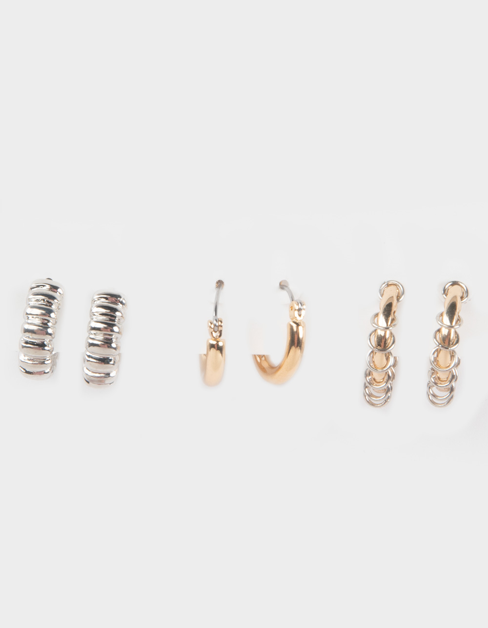 FULL TILT 3 Pack Mixed Metal Hoop Earrings