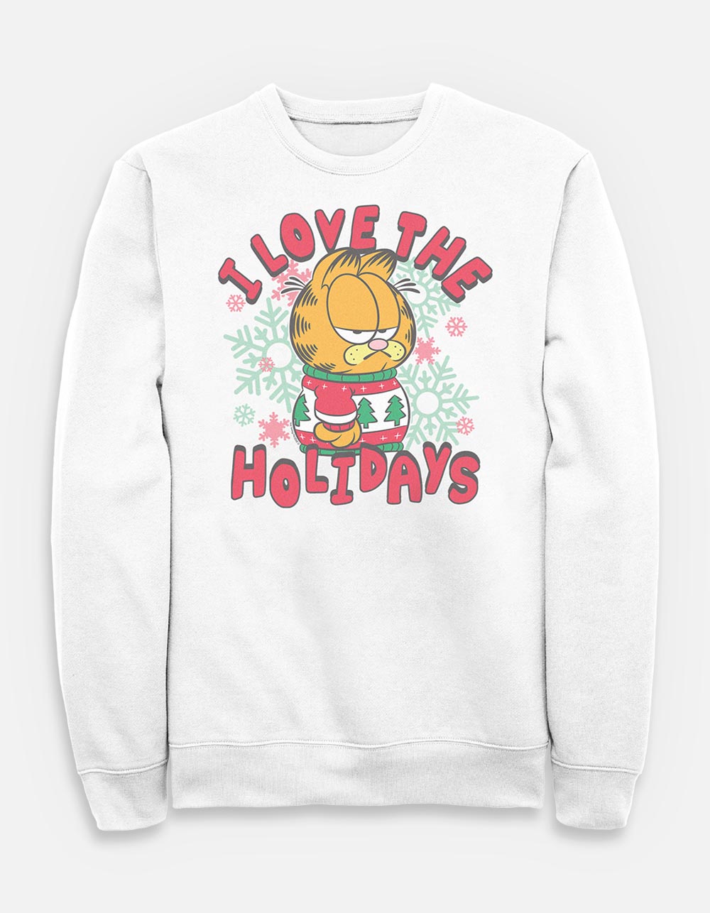 GARFIELD Love Holidays Snowflakes Unisex Crewneck Sweatshirt - WHITE