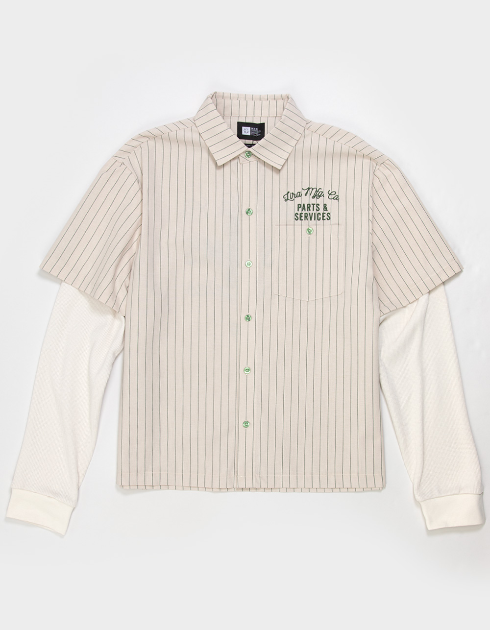 LIRA Customs Mens Long Sleeve Button Up 2fer Work Shirt - Cream Combo