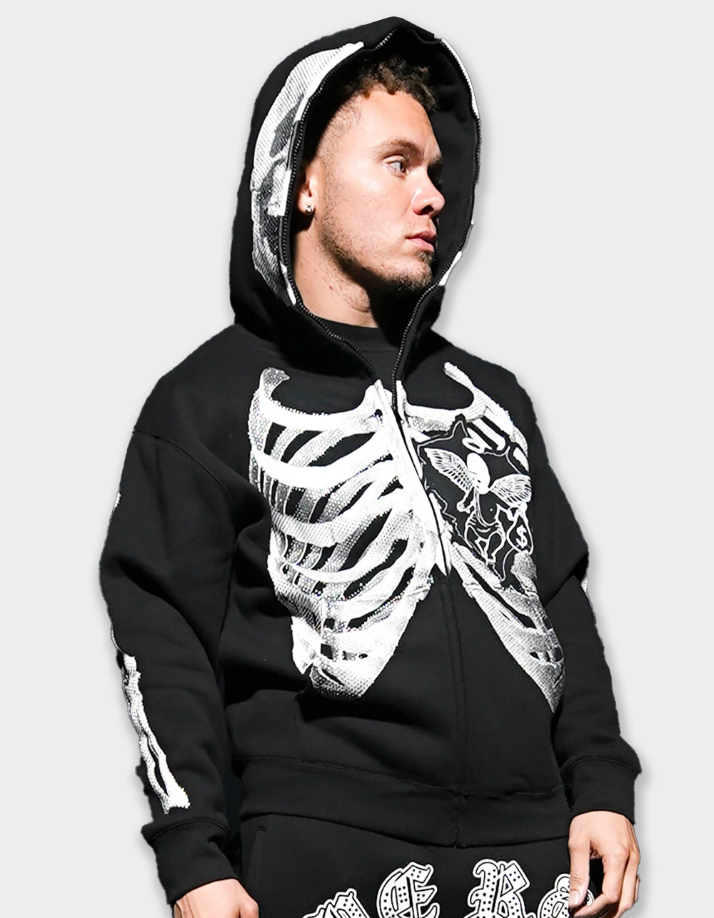 HASTAMUERTE T3 Angel Cage Full Zip Mens Hoodie - BLACK