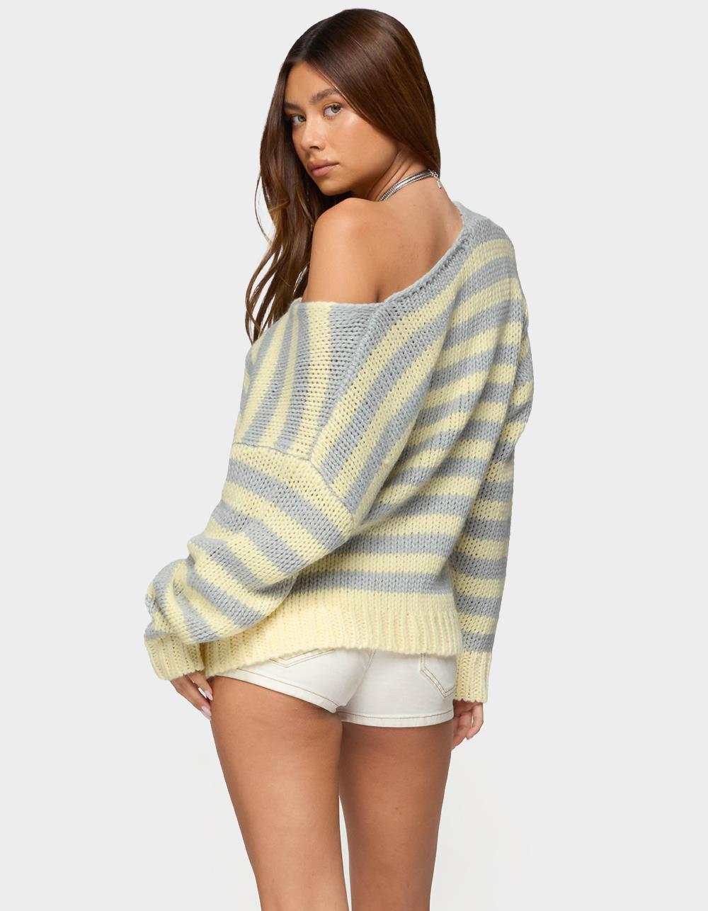 EDIKTED Eugenie Oversized Striped Sweater - YELLOW