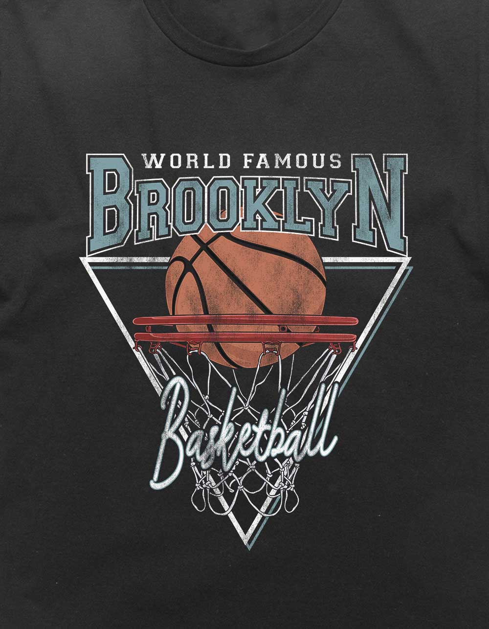 BROOKLYN Basketball Distressed Unisex Tee - BLACK