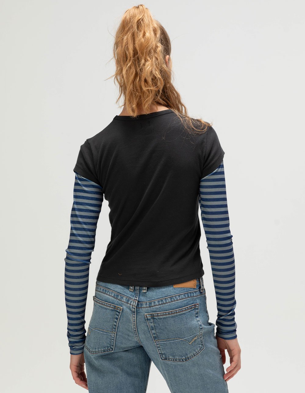 BDG Urban Outfitters Art Studio Womens Long Sleeve 2fer Tee - BLACK COMBO