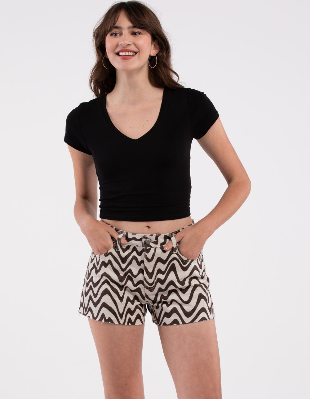 RSQ Printed Wave Womens Shorts - BROWN COMBO | Tillys
