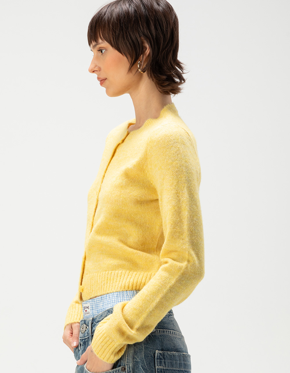 BDG Urban Outfitters Cozy Crewneck Womens Cardigan - YELLOW
