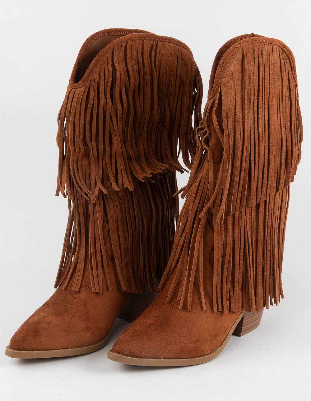 BAMBOO Mindful Womens Fringe Boots - COGNAC