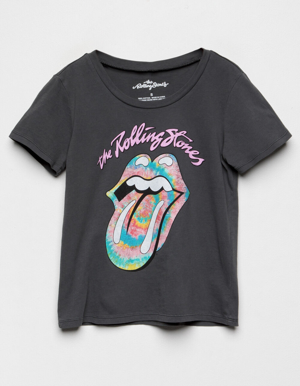 BRAVADO Rolling Stones Tie Dye Girls Tee - CHARCOAL | Tillys