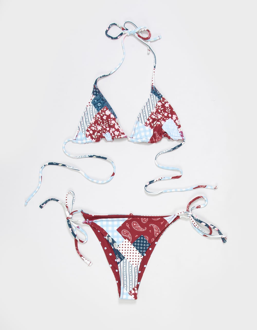 FULL TILT Textured Reversible Triangle Bikini Top - MULTI