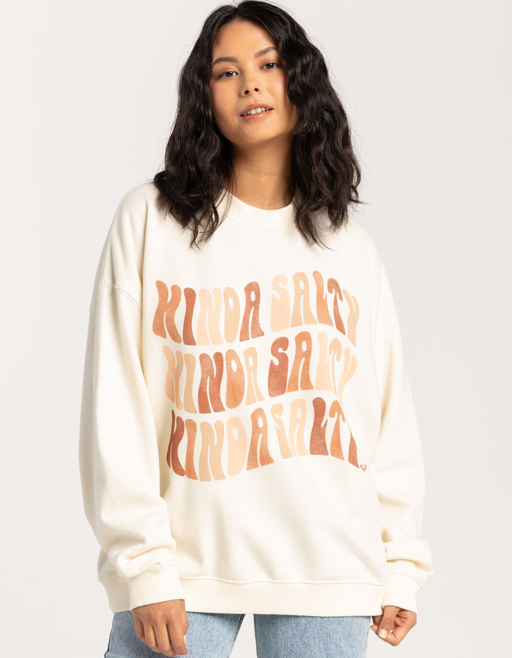 ROXY Kinda Salty Womens Oversized Crewneck Sweatshirt - OFF WHITE | Tillys
