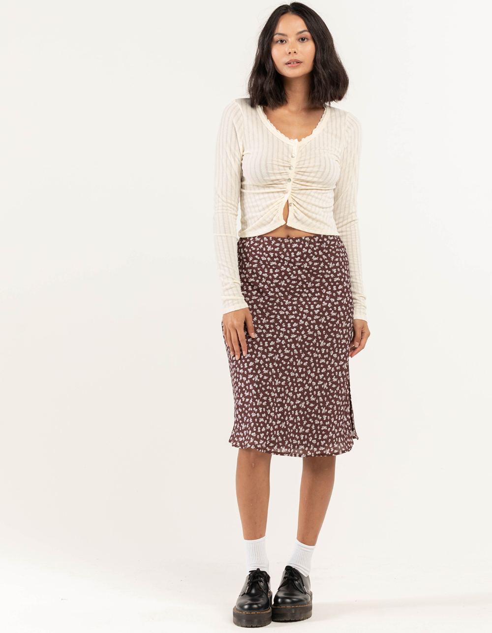 FULL TILT Womens Aline Midi Skirt BROWN Tillys