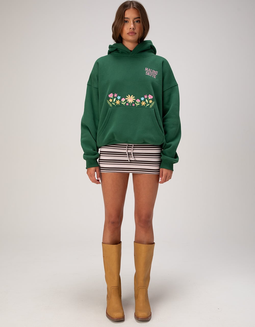 MALIBU SKYYE Flower Womens Hoodie - GREEN