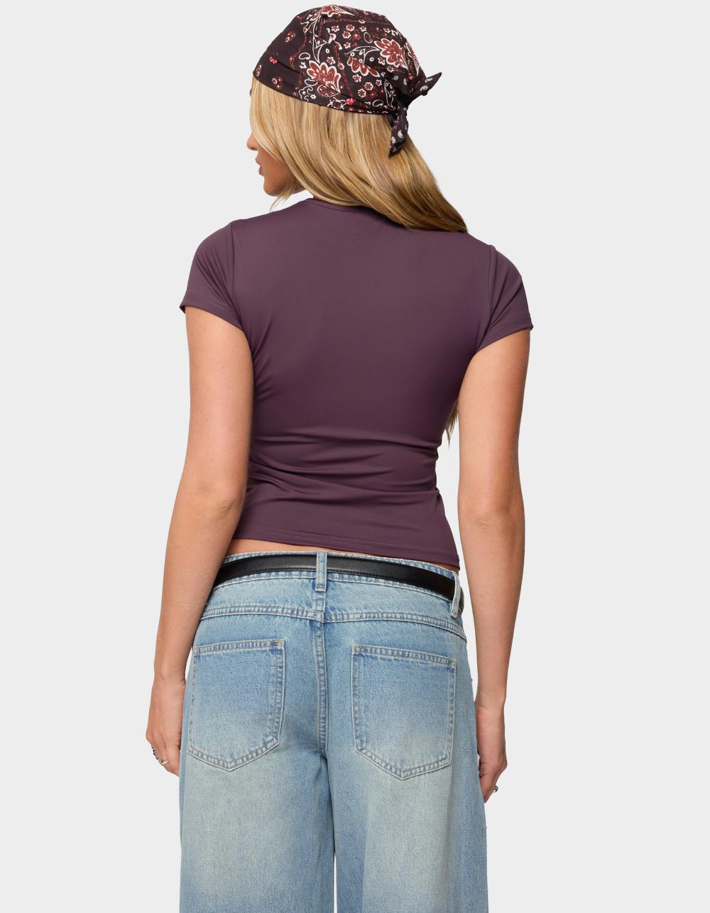 EDIKTED Tay Short Sleeve Top - PURPLE