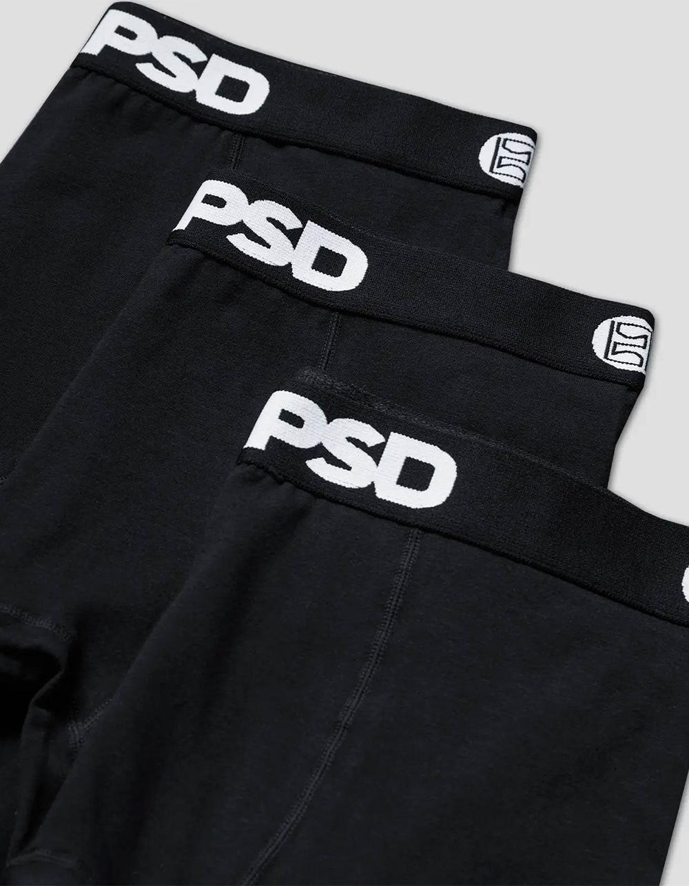 PSD Solids 3 Pack Mens Boxer Briefs - BLACK