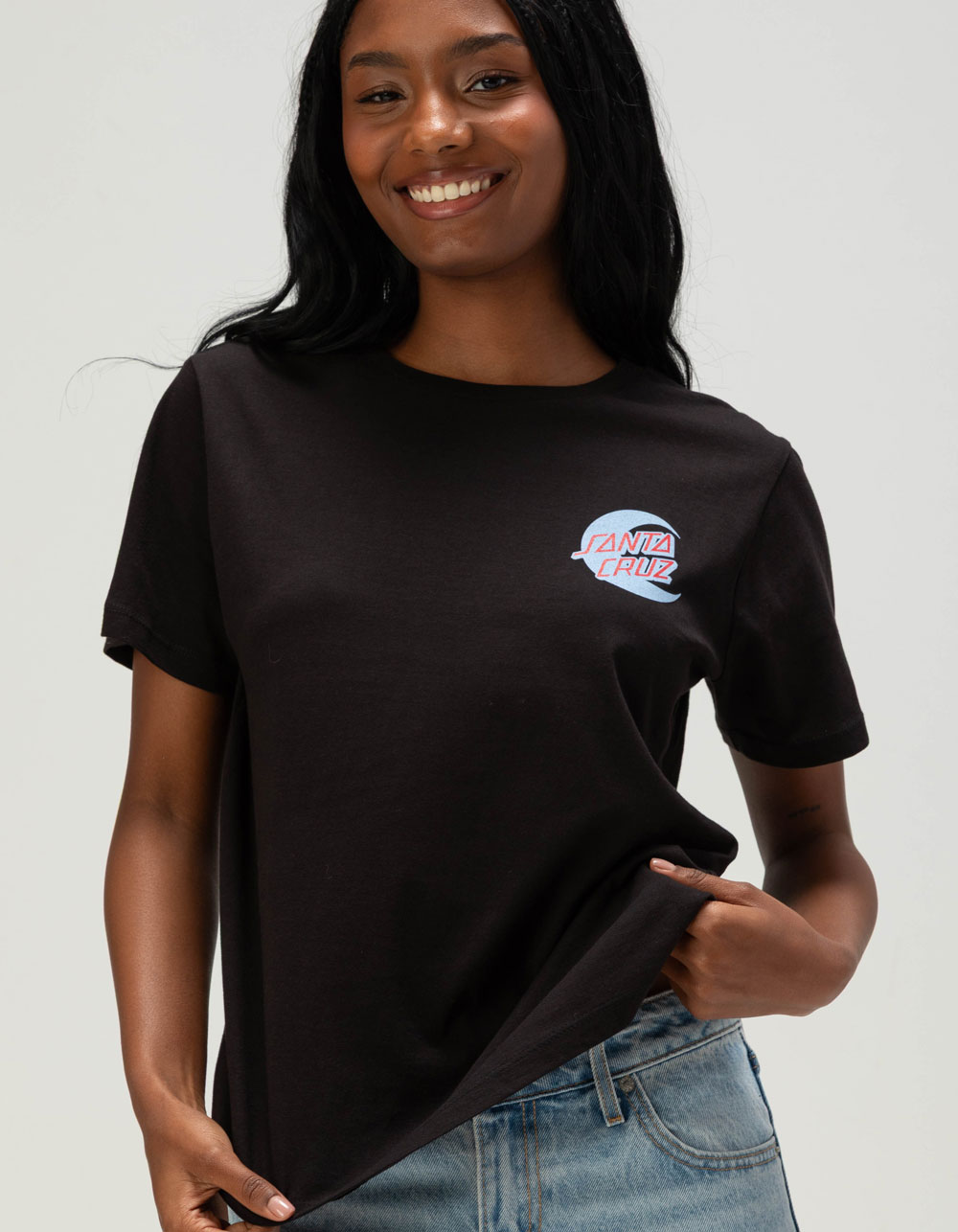 SANTA CRUZ 2 Tone Moon Dot Womens Tee - BLACK