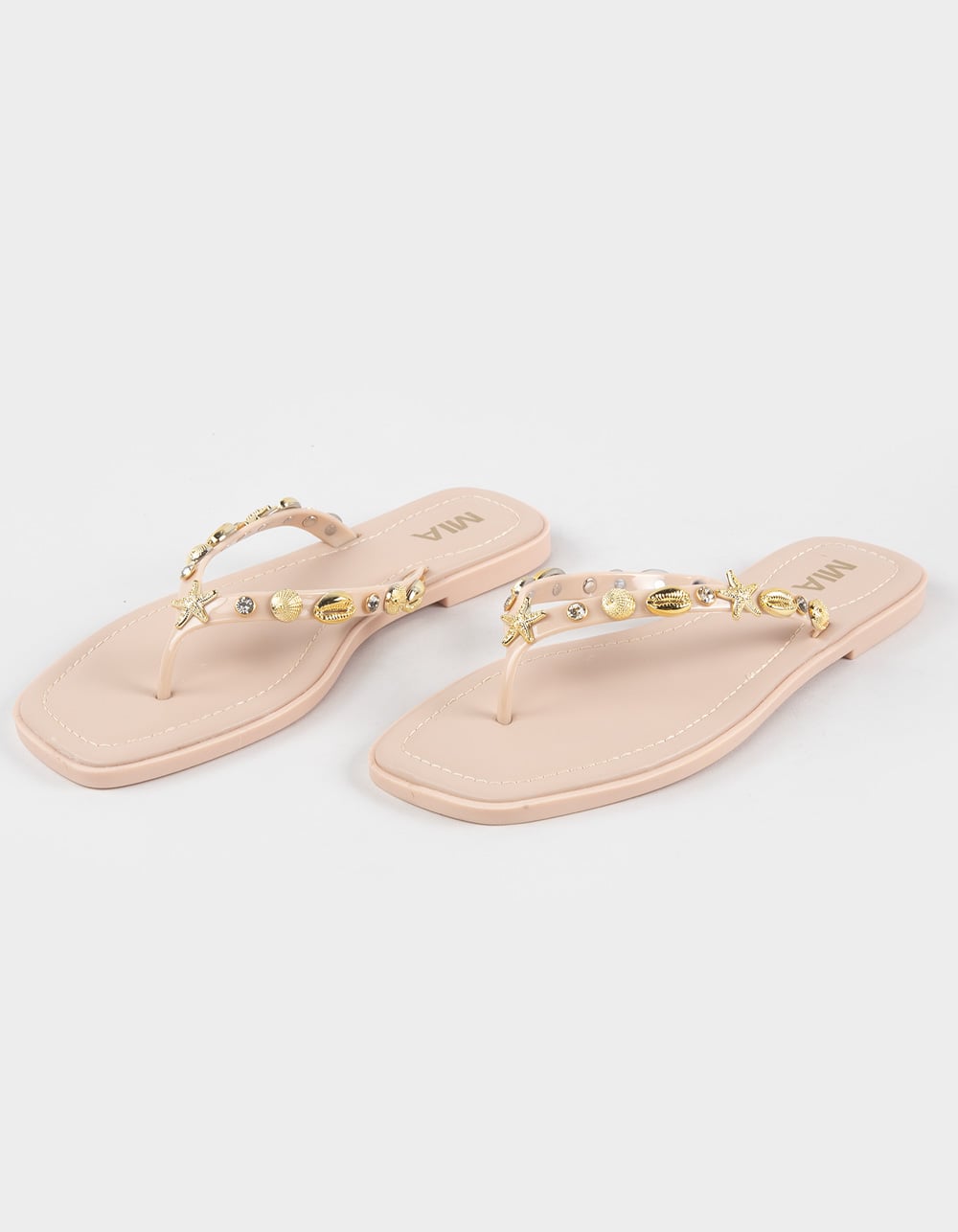 MIA Shell Tulah Womens Jelly Flip Flops - NUDE