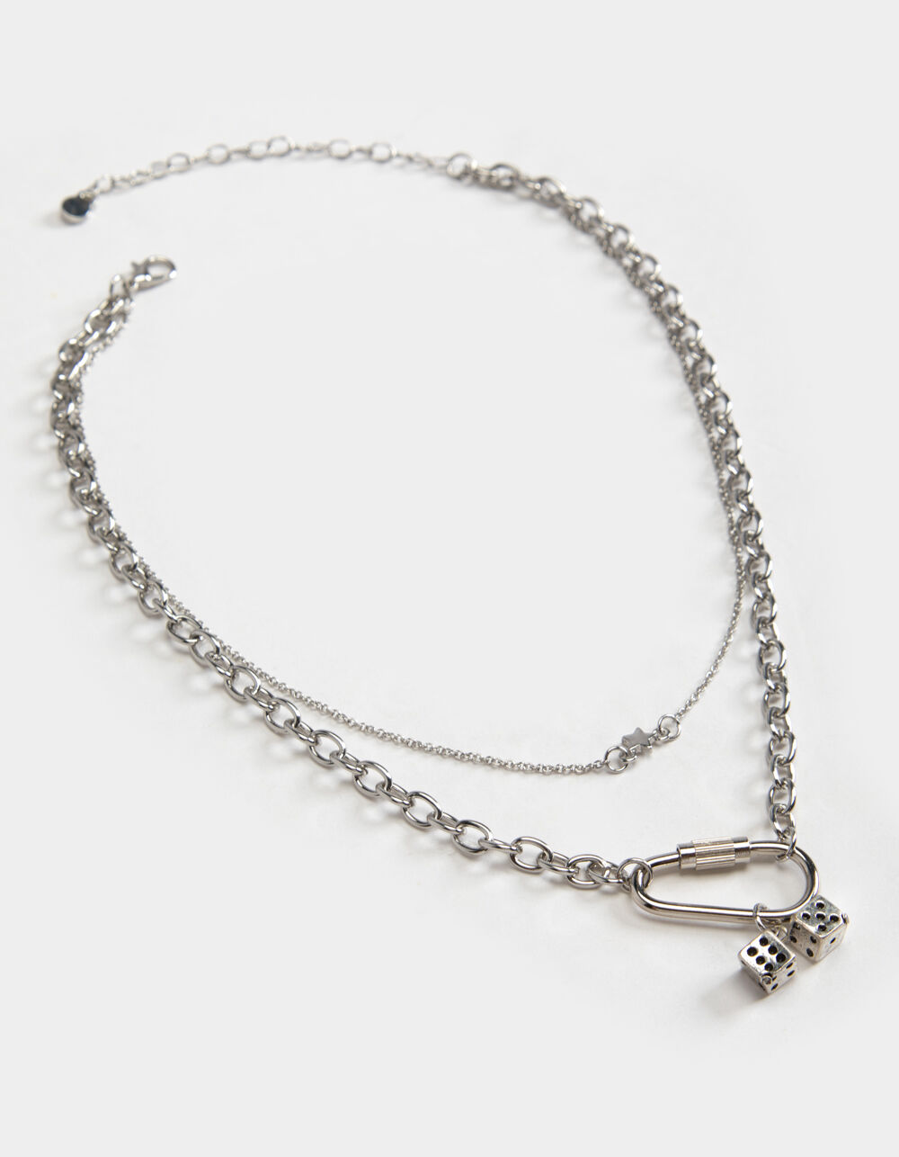 FULL TILT Layered Star & Dice Necklace SILVER Tillys