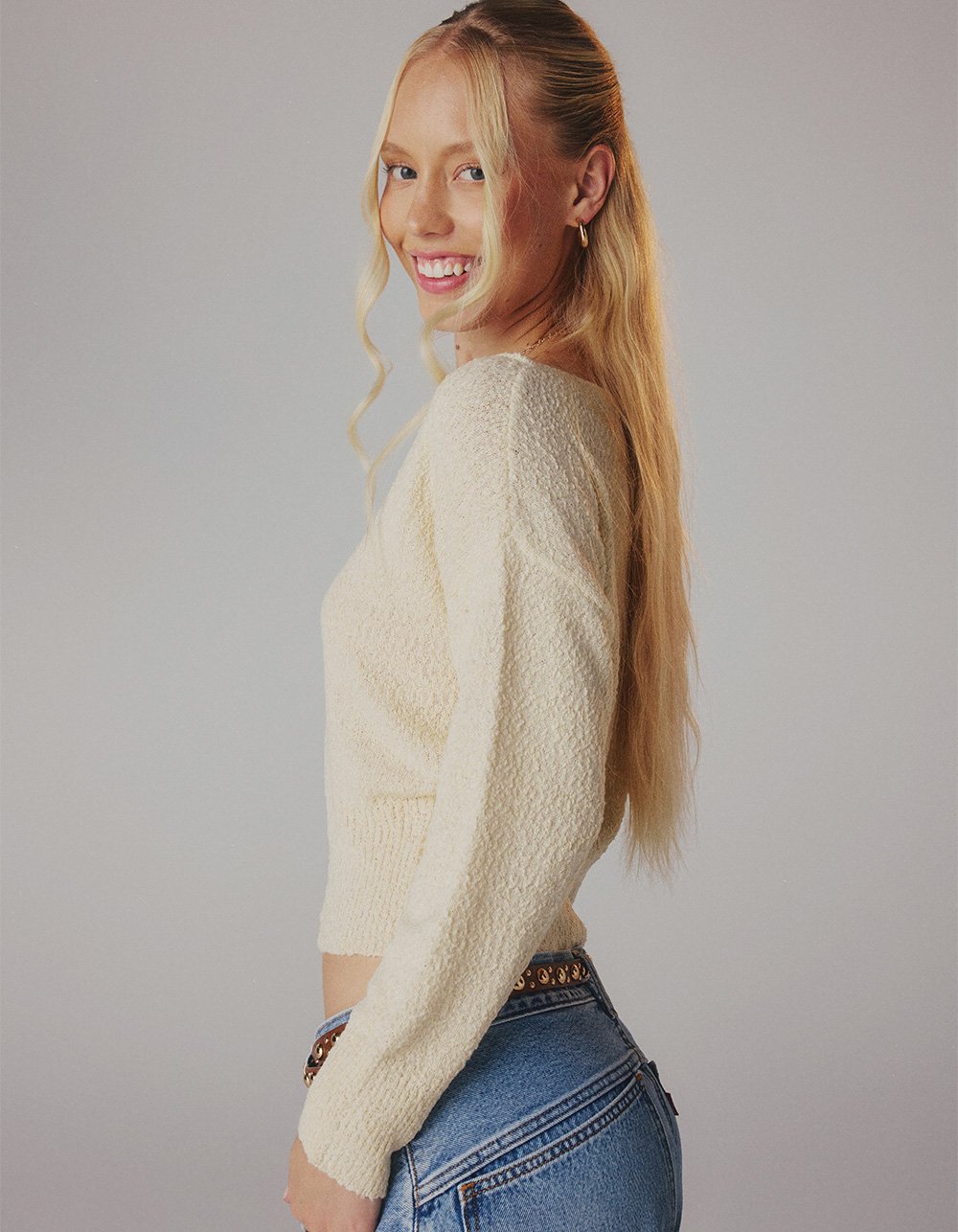 NECTAR CLOTHING Womens Off The Shoulder Sweater - IVORY