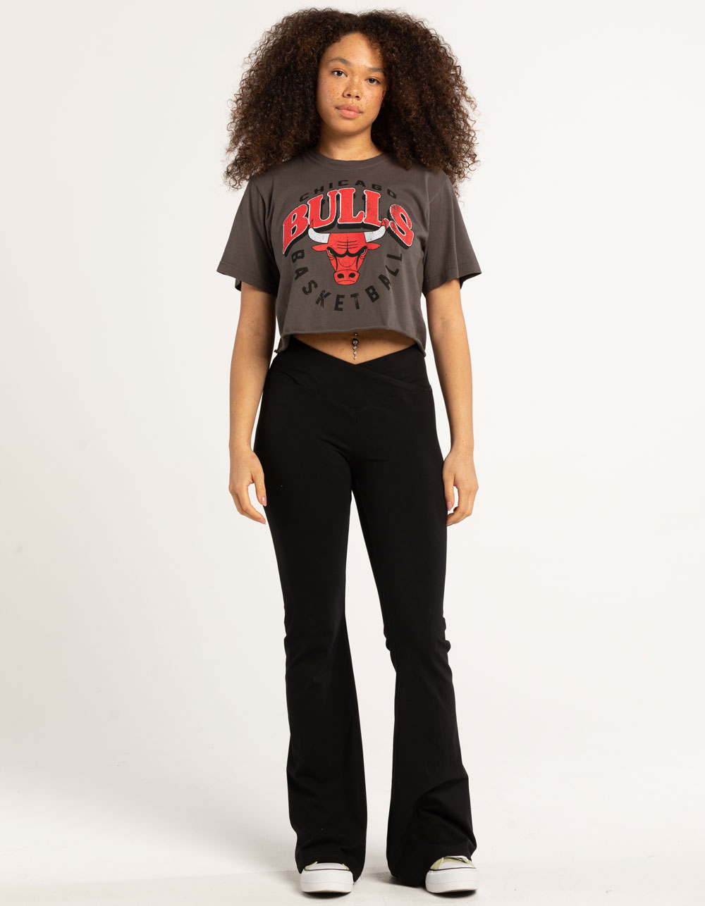 47 Women's Chicago Bulls Grey Dolly Cropped T-Shirt