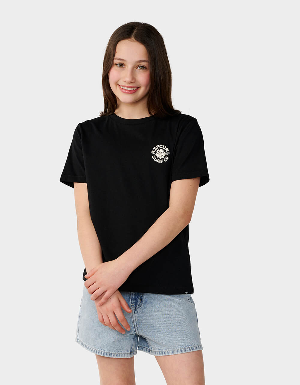 RIP CURL Party Wave Standard Girls Tee - BLACK