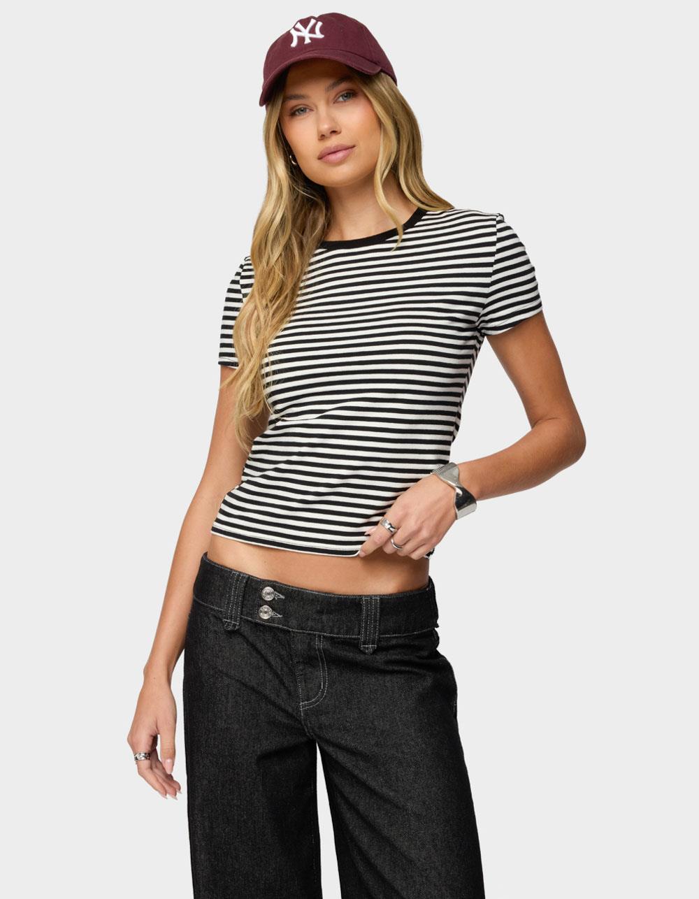 EDIKTED Nessie Striped Tee - BLACK