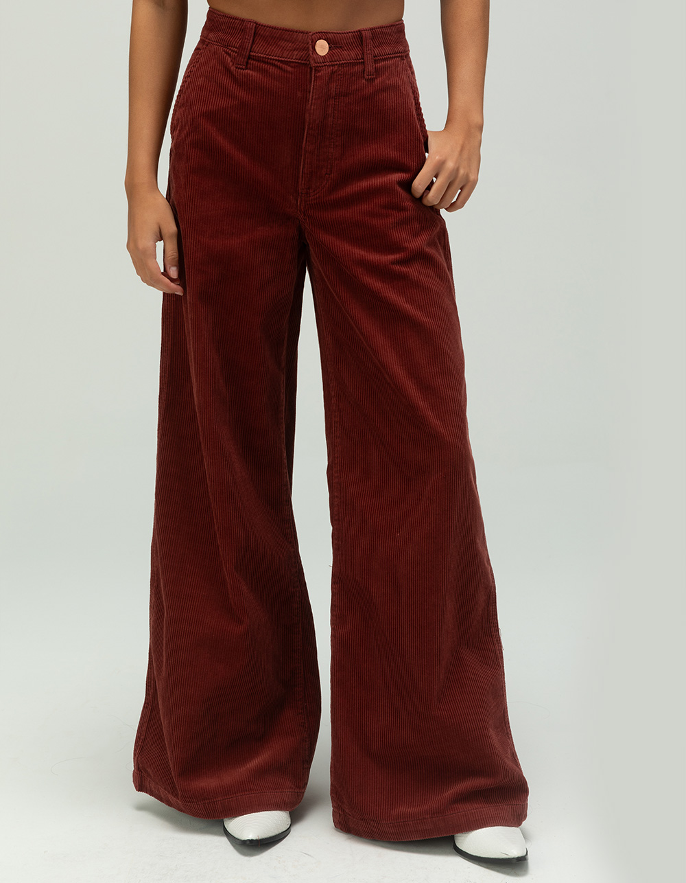 WRANGLER High Rise Trouser Corduroy Womens Jeans - RUST