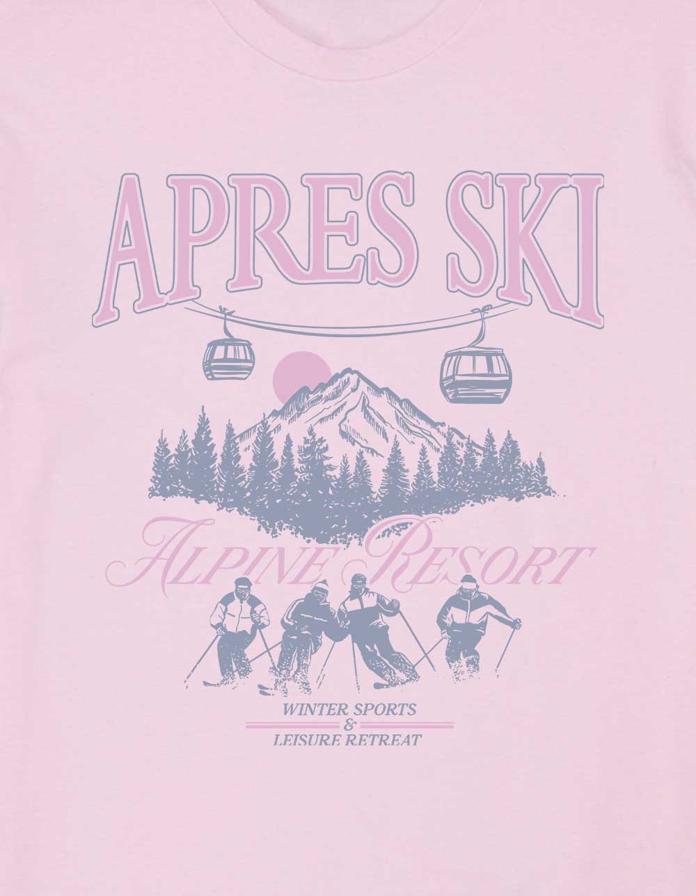 APRES SKI Alpine Resort Unisex Tee - LIGHT PINK