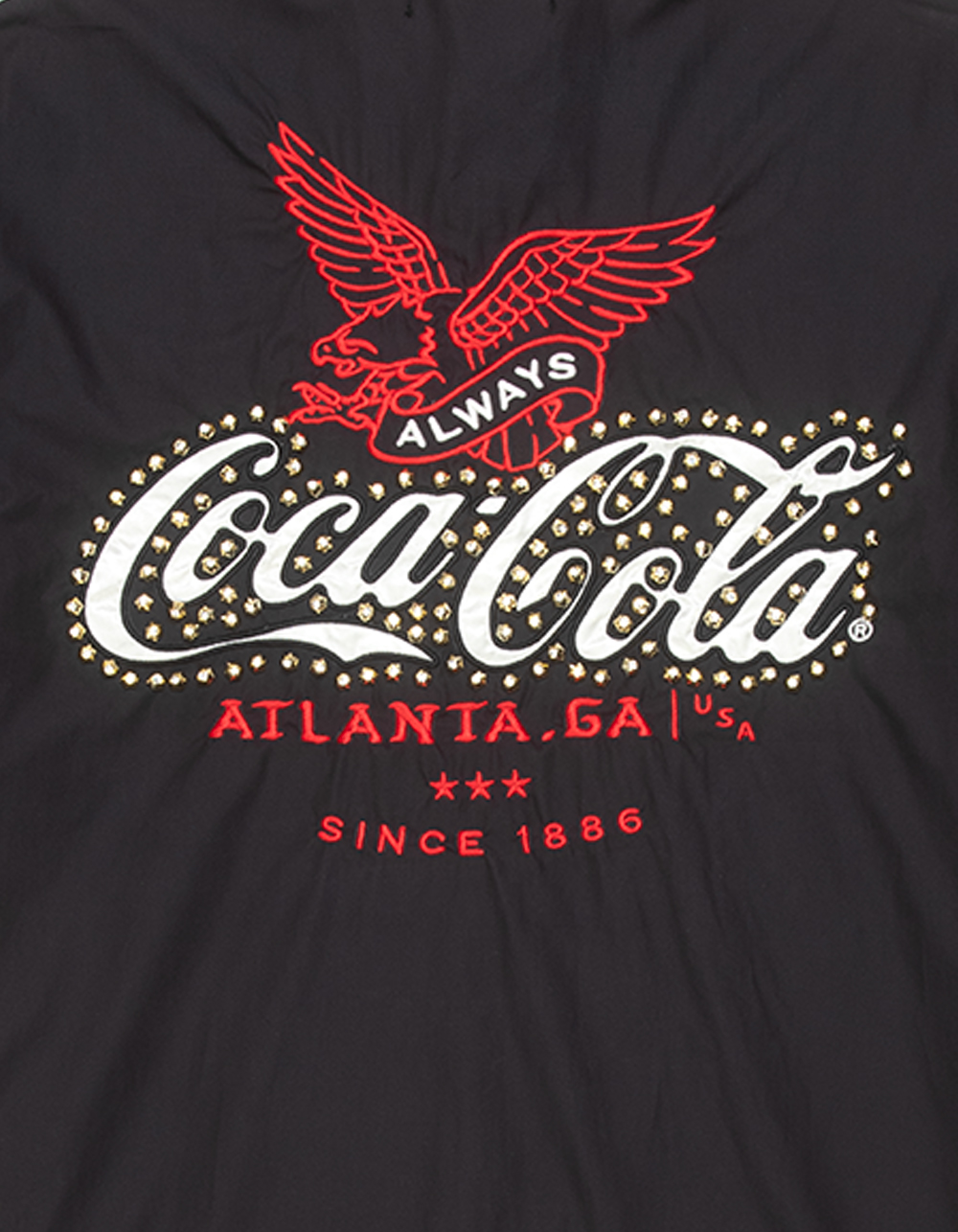 COCA-COLA Mens Rhinestone Button-Up Shirt - BLACK