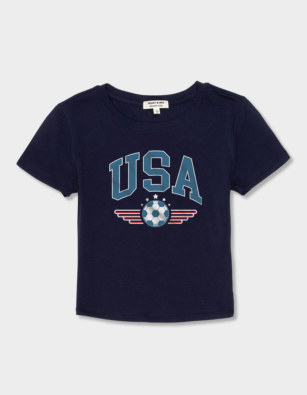 SOCCER USA Wings Womens Baby Tee - NAVY