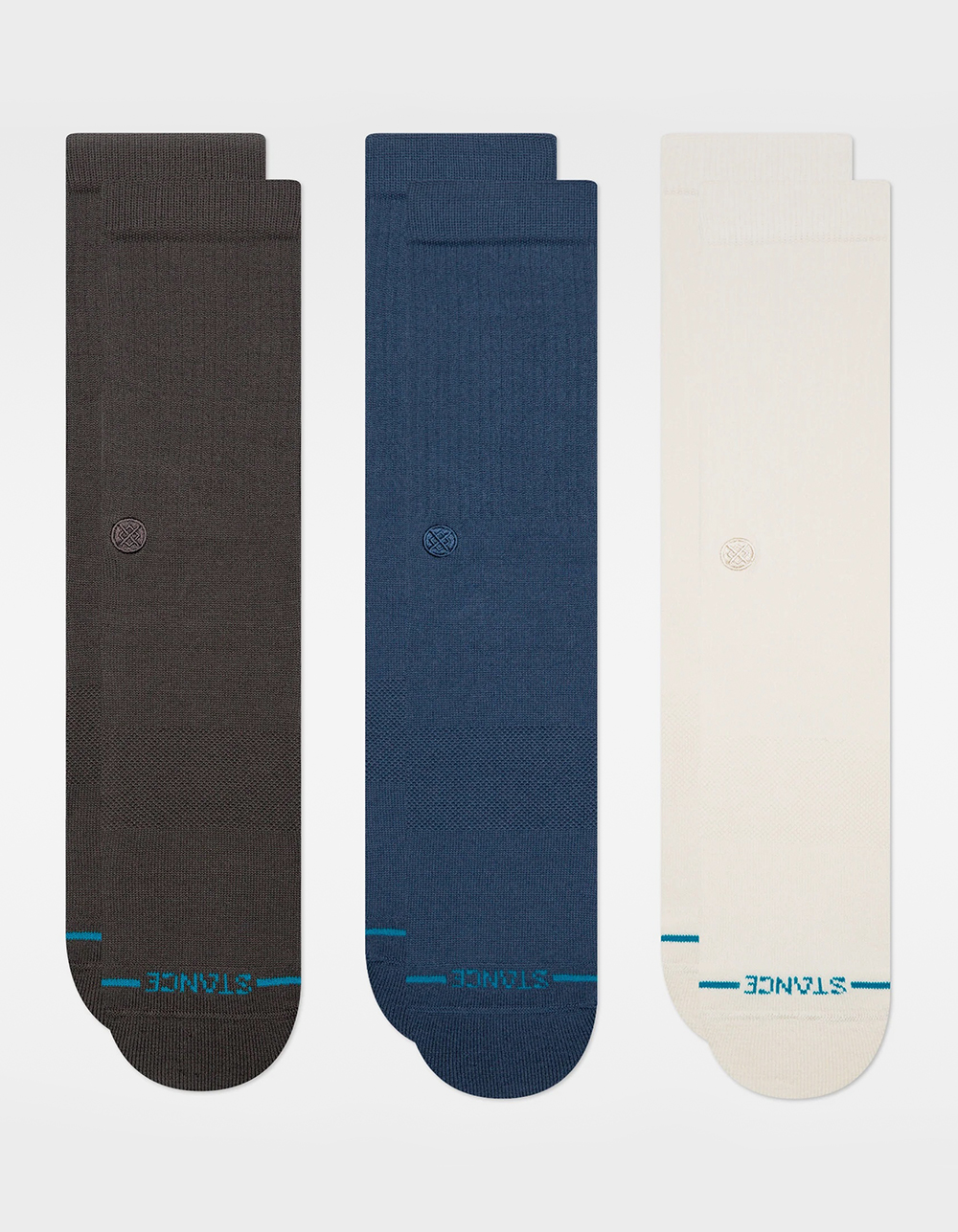 STANCE Icon 3 Pack Mens Crew Socks - GRAY COMBO