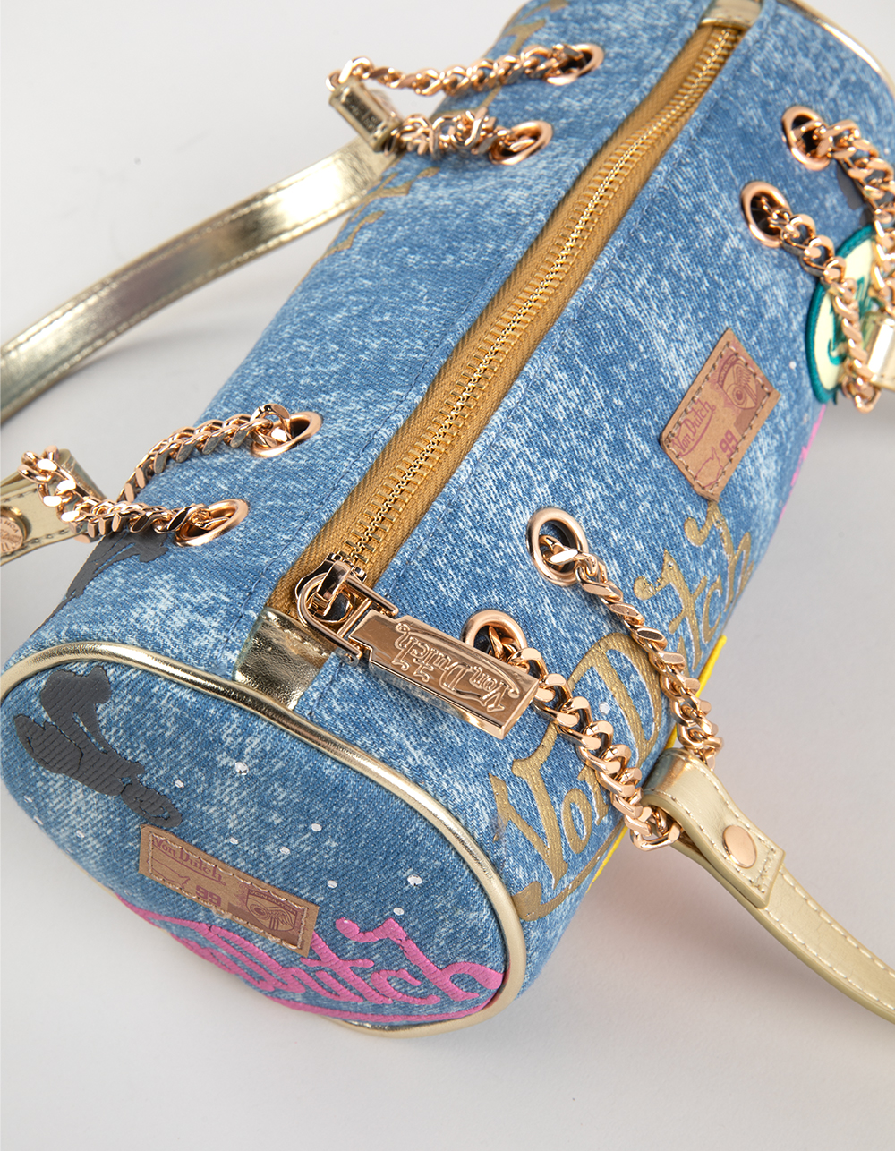 VON DUTCH Barrel Shoulder Bag - DENIM