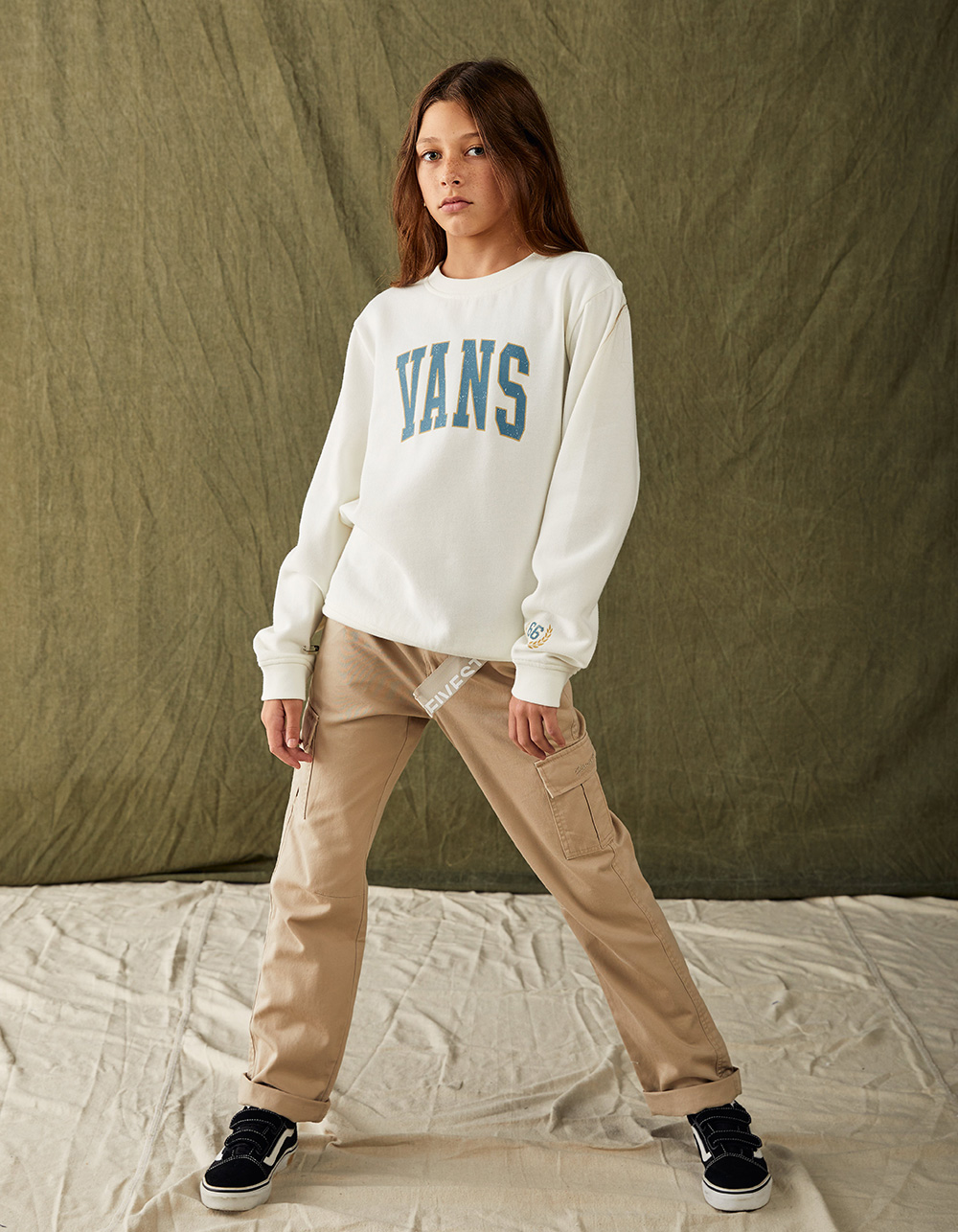 VANS Crest Girls Crewneck Sweatshirt - CREAM