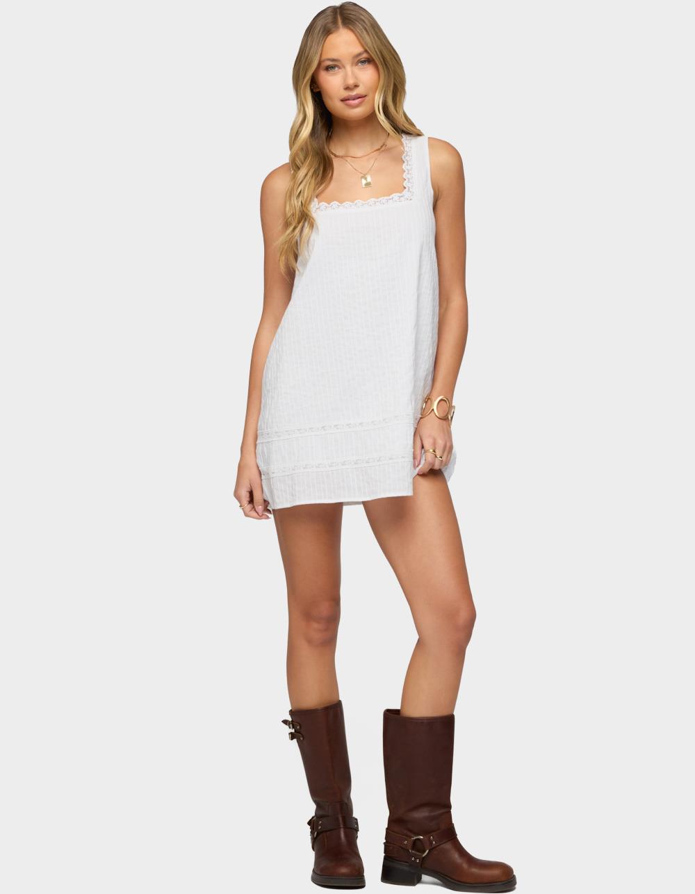 EDIKTED Doroh Lacey Striped Cotton Mini Dress - WHITE