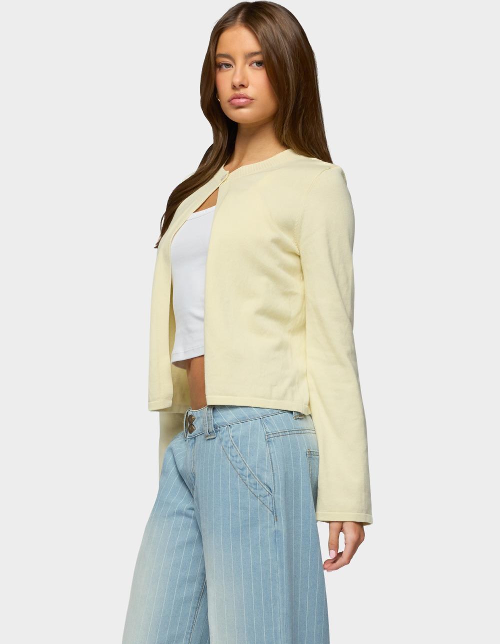 EDIKTED Jenie Split Front Knit Cardigan - YELLOW